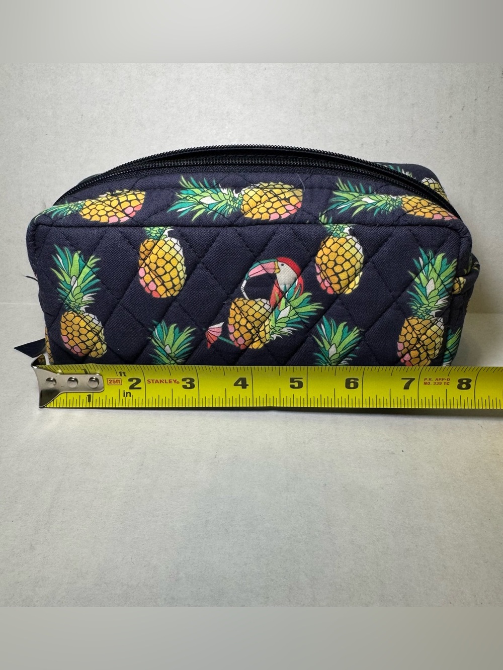 Vera Bradley Retired Toucan Party Quilted Cosmetic Bag | Pineapple Print - Picture 2 of 6
